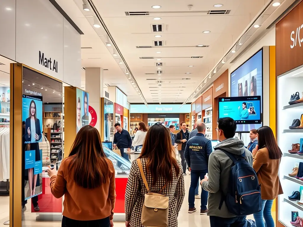 A retail store with AI-driven customer interaction technology.