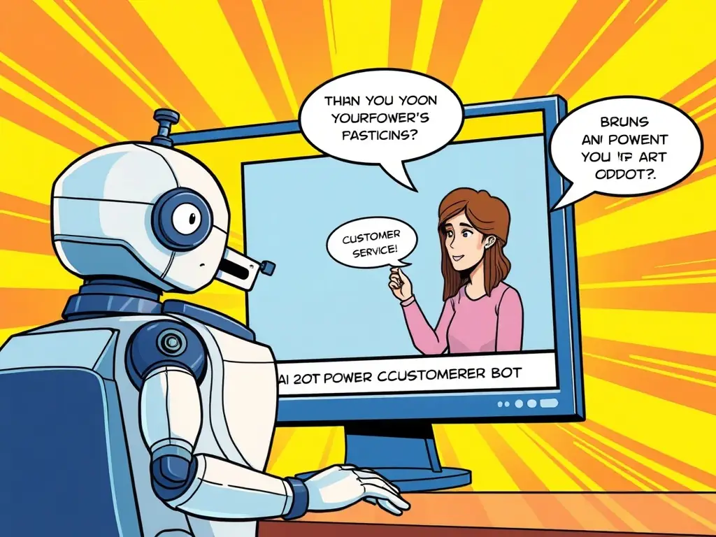 An AI-powered customer service bot assisting a customer online.